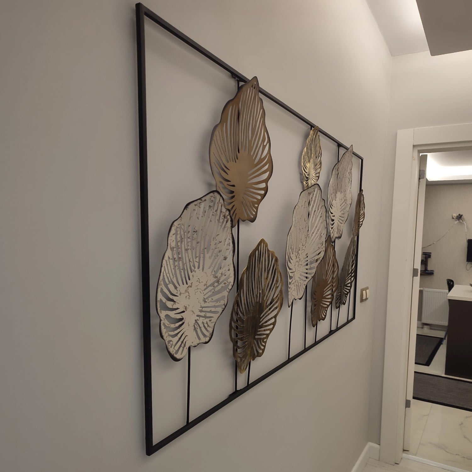 Hülya Ç. İçin Özel Olarak Hazırlanmış Duvar Dekoru, 140x85 cm Boyutlarında, Büyük Boy Metal Duvar Tablosu, Özel Üretim Yaldızlı Tablo