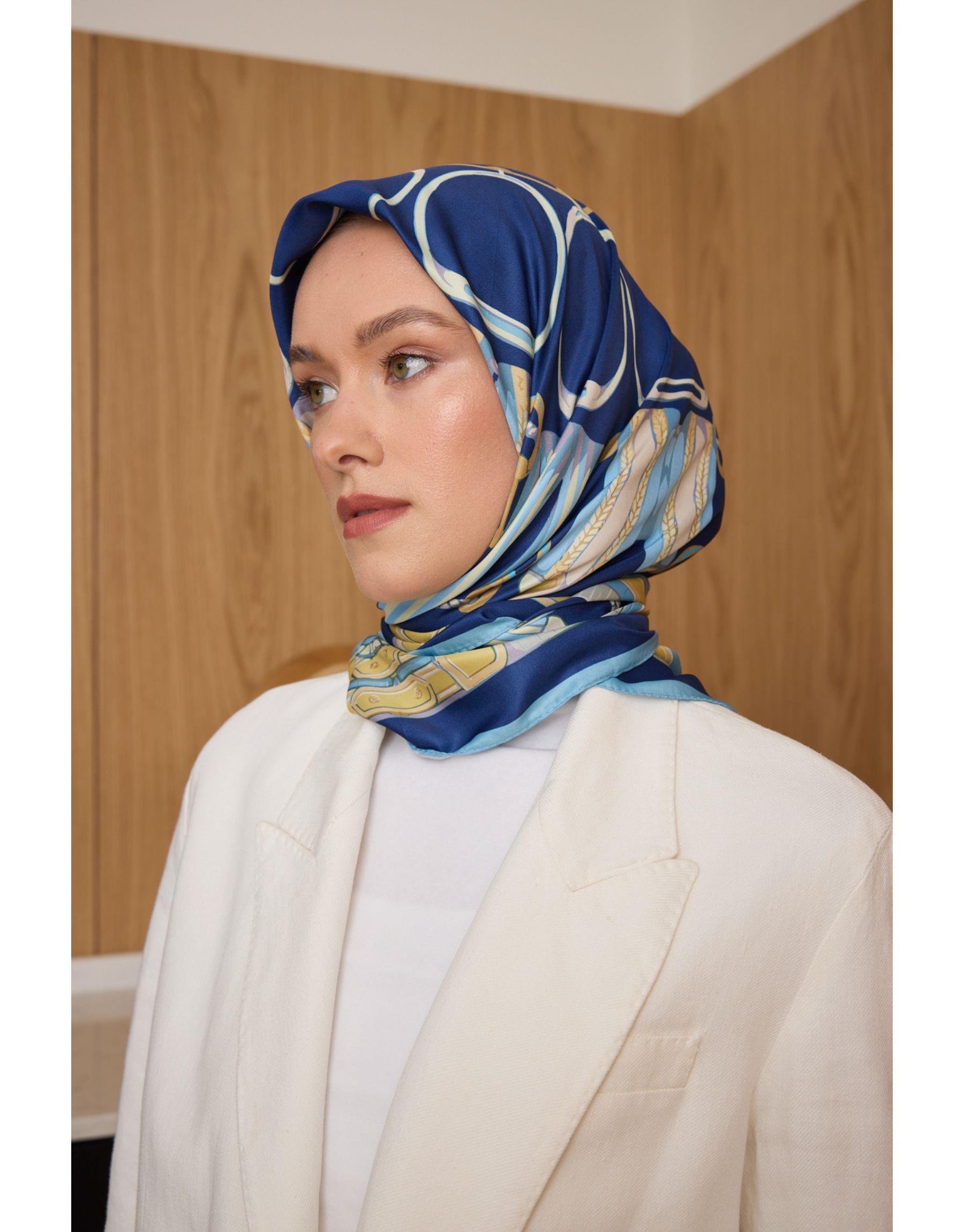 Lacivert Fera Twill Eşarp