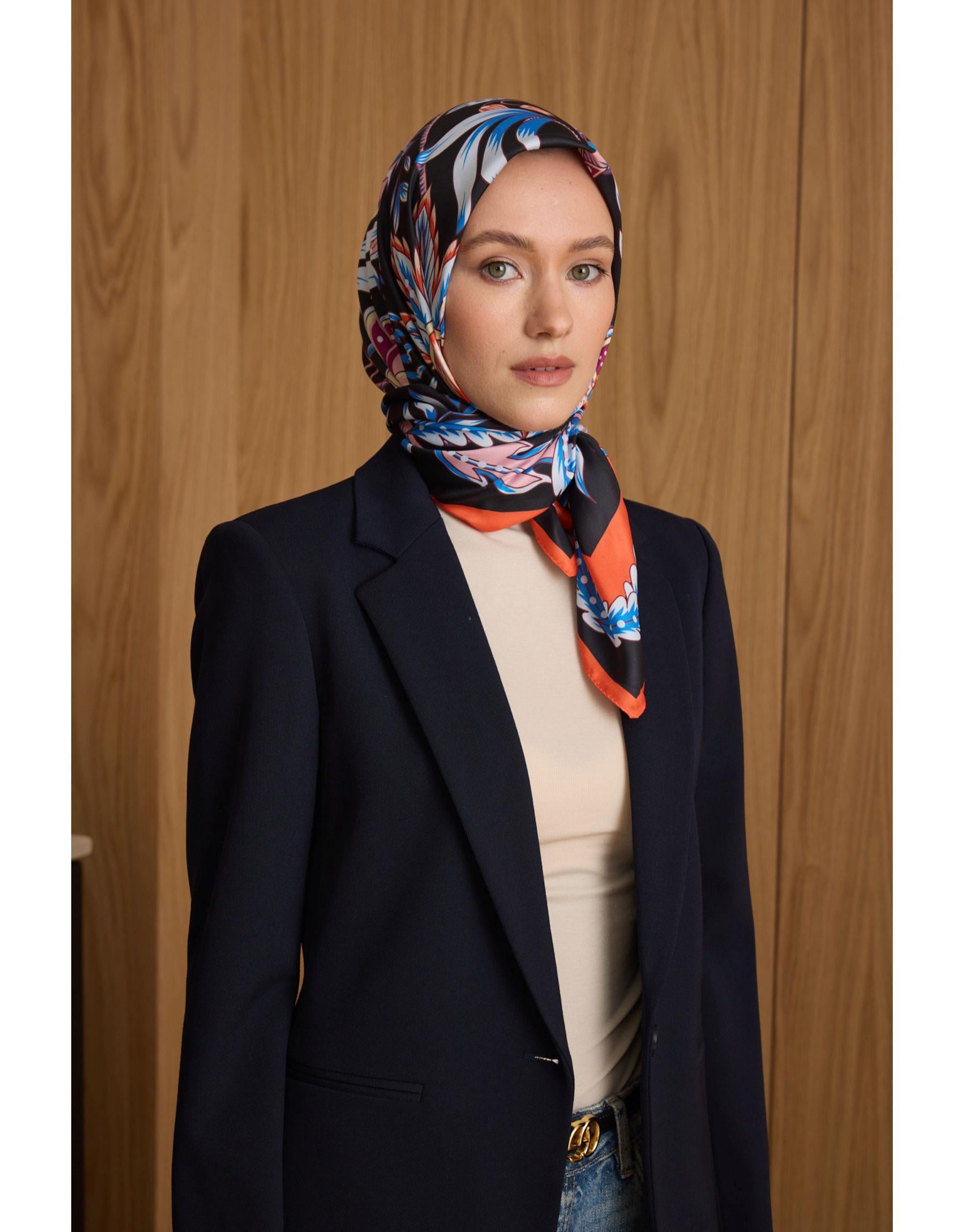 Turuncu Açelya Twill Eşarp
