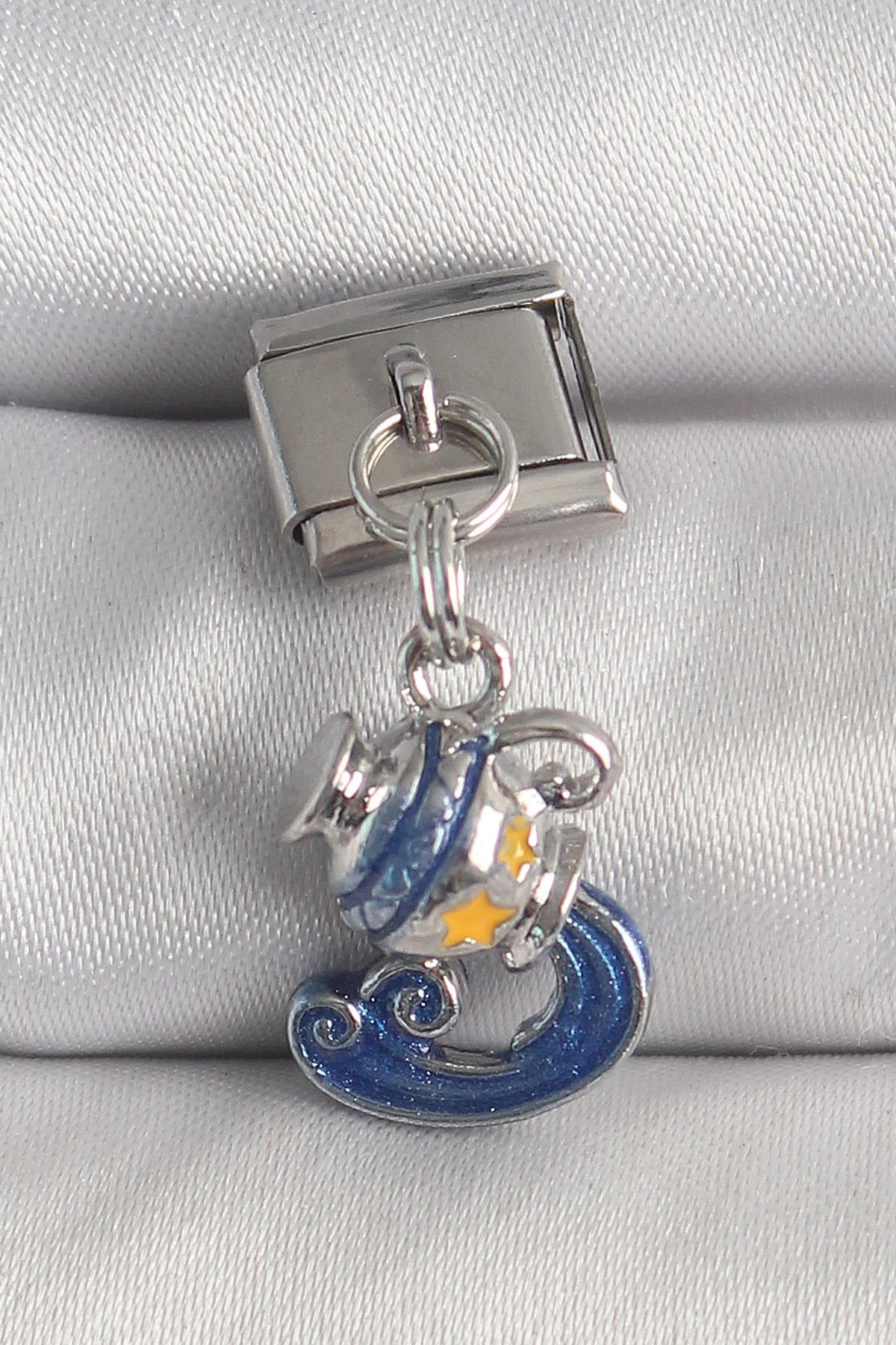 316L Çelik Gümüş Renk Sallantı Kova Burç Model Nomination Charm