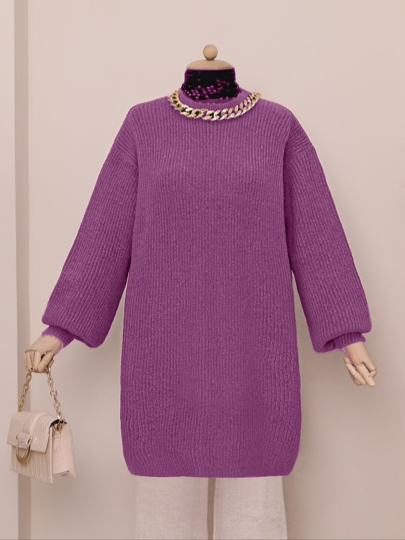 Balon Kol Yumoş Örme Triko Tunik     -G.Kurusu