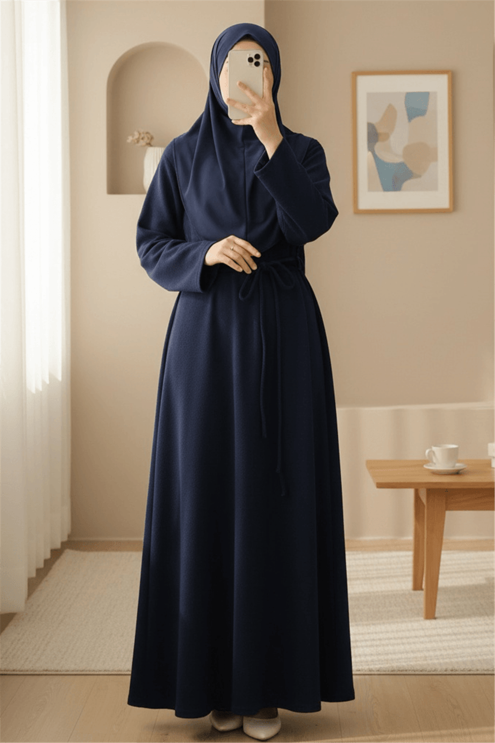 Beli Drapeli Çift Bağcıklı  Selanik Uzun Elbise -Laci-Elbise-253-13116-R03