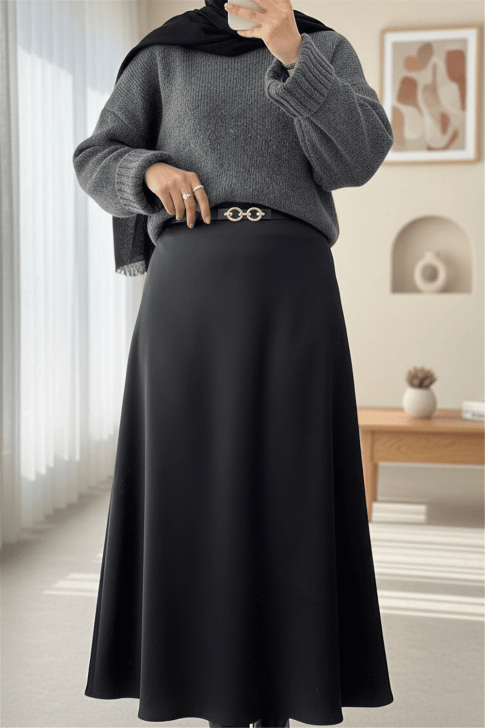 Beli Lastikli Saten Etek -Siyah-Etek-307-0031-R01