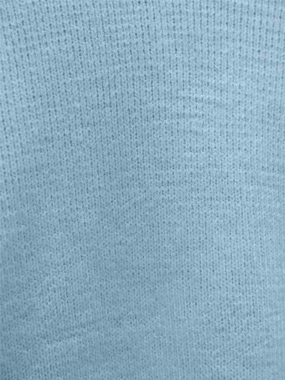 Bisiklet Yaka Eteği Fitilli Salaş Triko Kazak  -Bebe Mavi-109-0822-R32