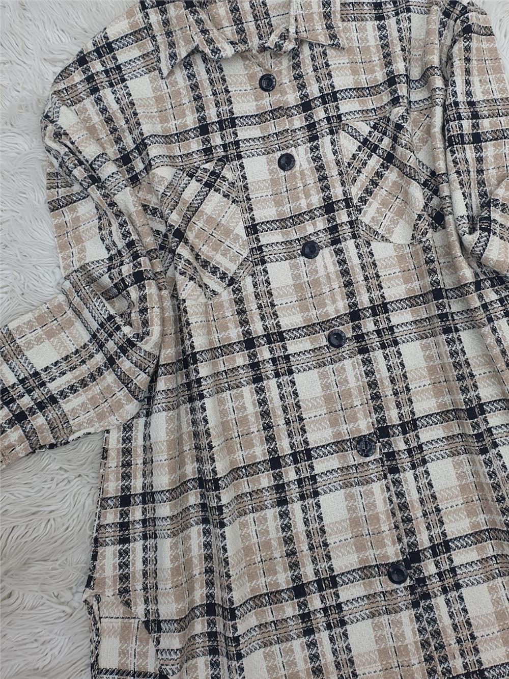 Boydan Düğmeli Çift Cepli Tüvit Gömlek  -Vizon-399-3091-R23