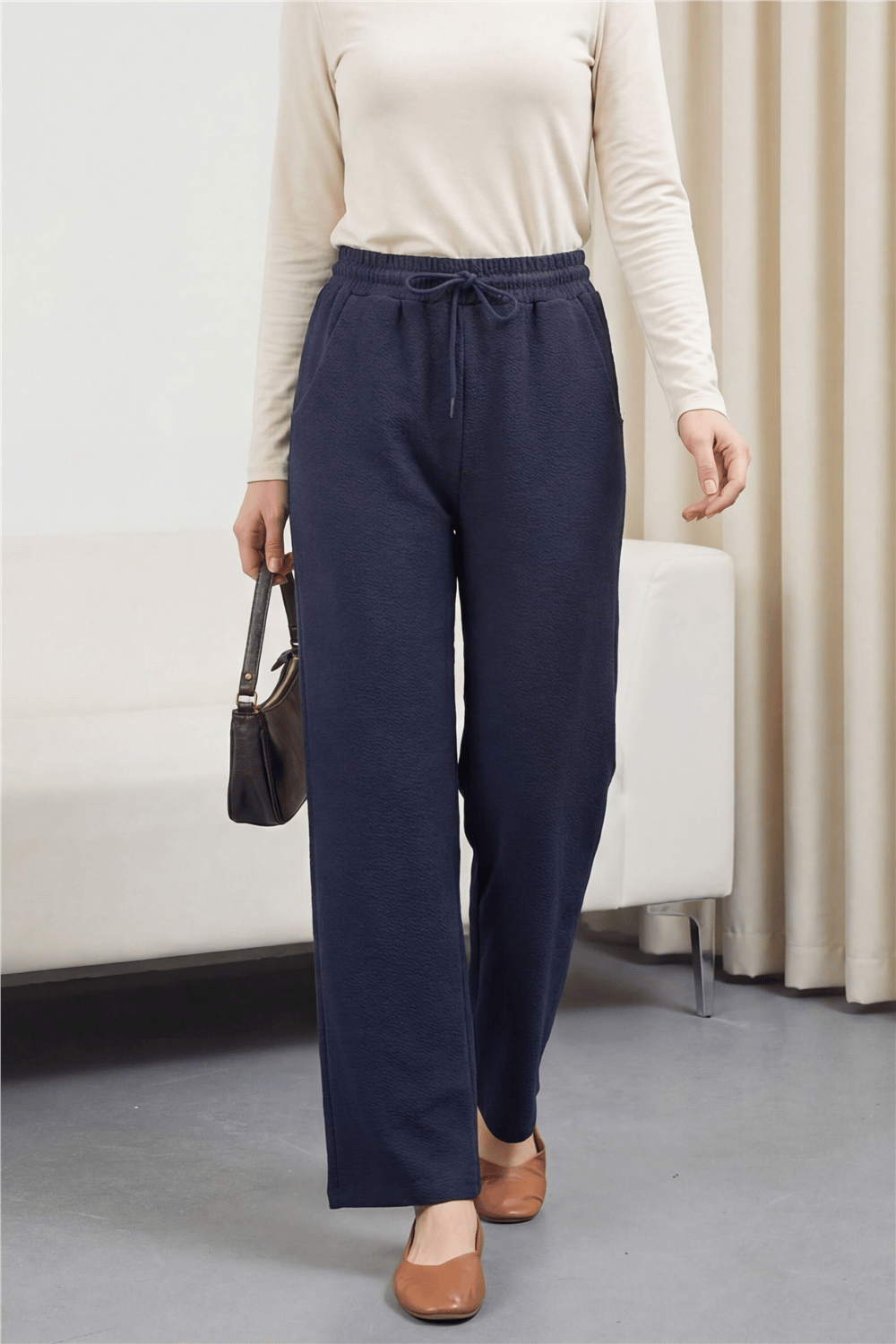 Cepli Beli Bağcıklı Zra Krep Pantolon  -Laci-Pantolon-408-2393-R03