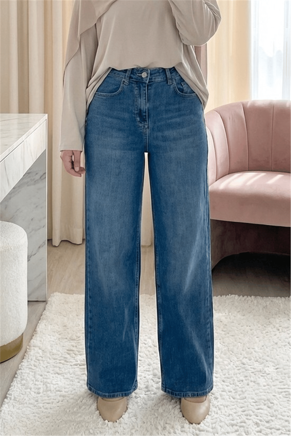 Cepli Fermuarlı Palazzo Kot Pantolon  -Tint-Pantolon-136-1750-R49