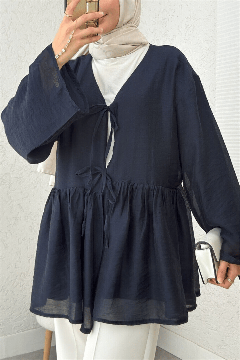 Çift Bağlamalı İçi Astarlı Modal Kimono -Laci-Kimono&Kaftan-307-2389-R03