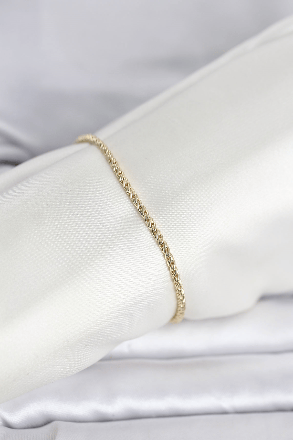 CM 14K Gold Renk Burgulu Zincir Model Kadın Bileklik
