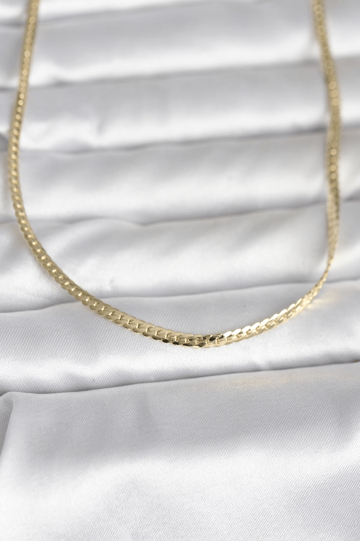 CM 14K Gold Renk Yassı Zincir Model 45 cm Kadın Kolye