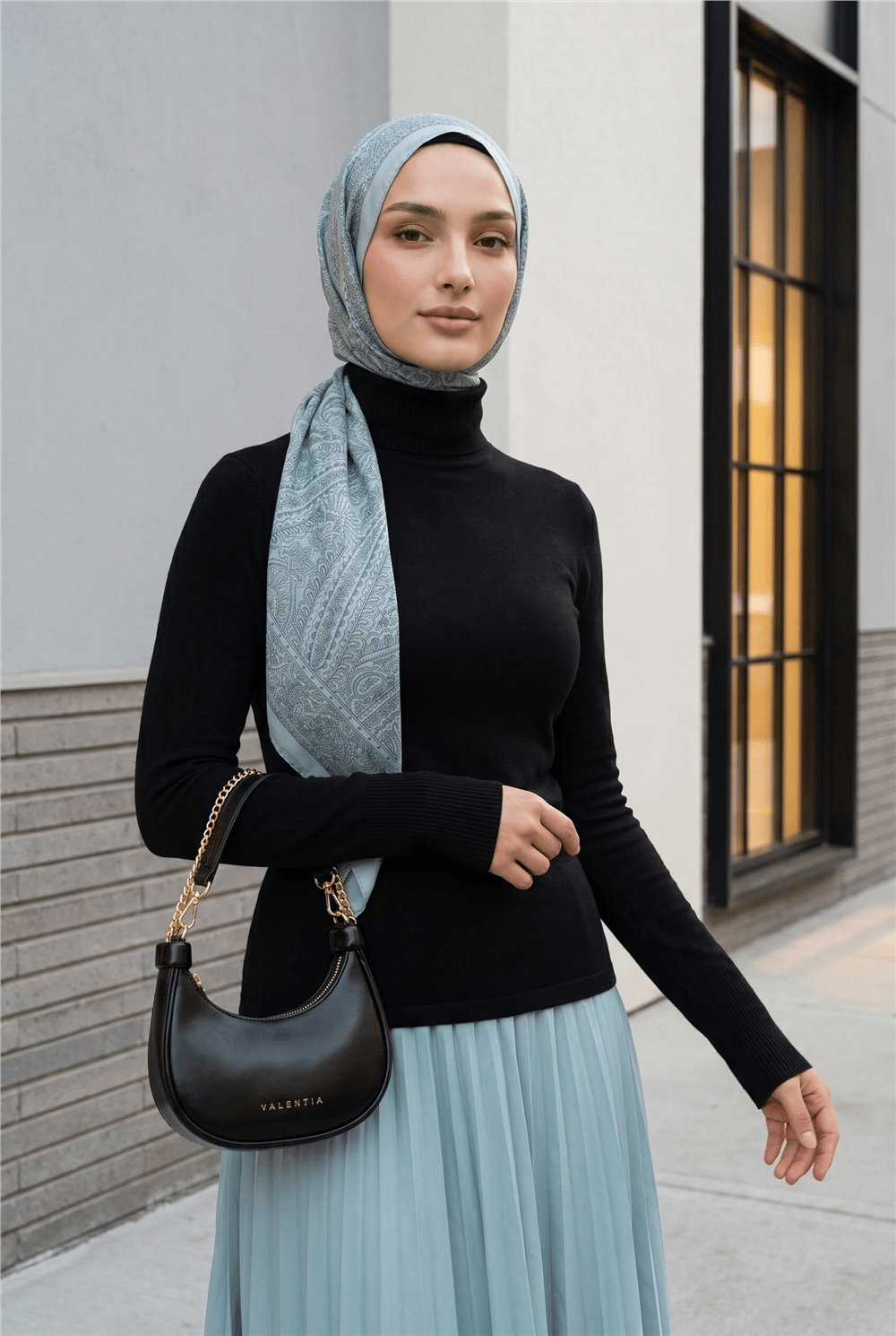 Dik Yaka Uzun Kol İçlik Bluz -Siyah-Bluz-253-13122-R01