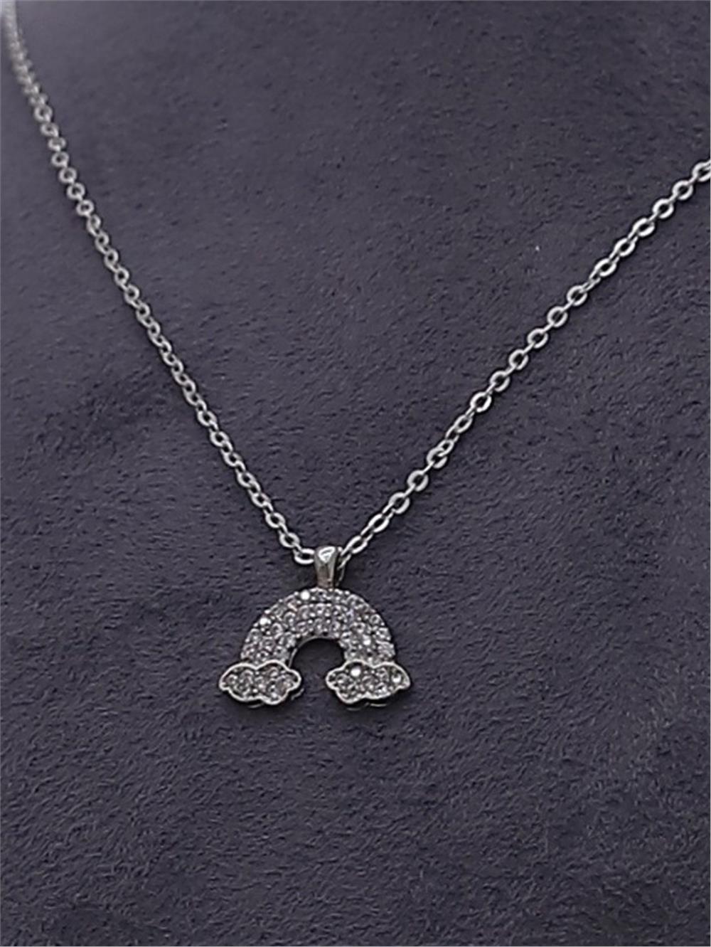 Figür Desenli Solmayan Zirkon Kolye -Gümüş-360-799-R47