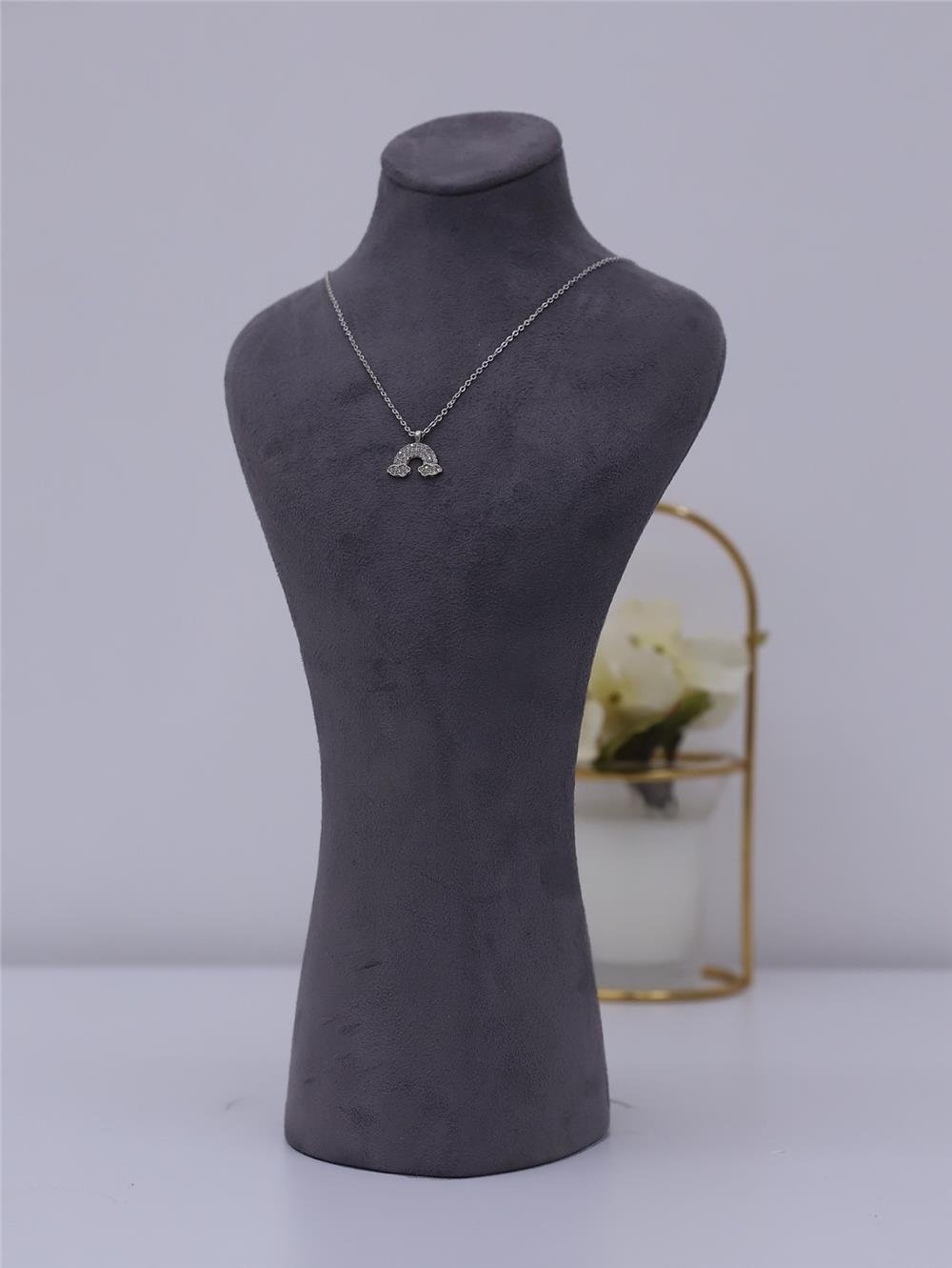 Figür Desenli Solmayan Zirkon Kolye -Gümüş-360-799-R47