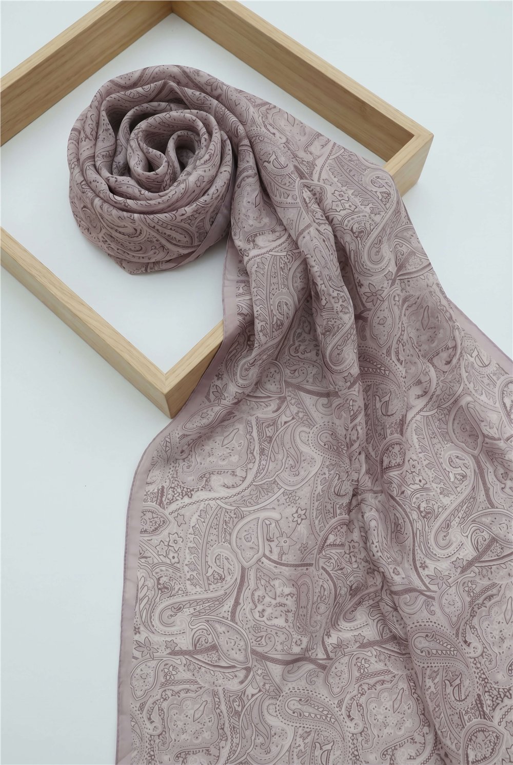Geleneksel Floral Desenli Coton Şal -Açık Lila-Şal-201-10123-R53
