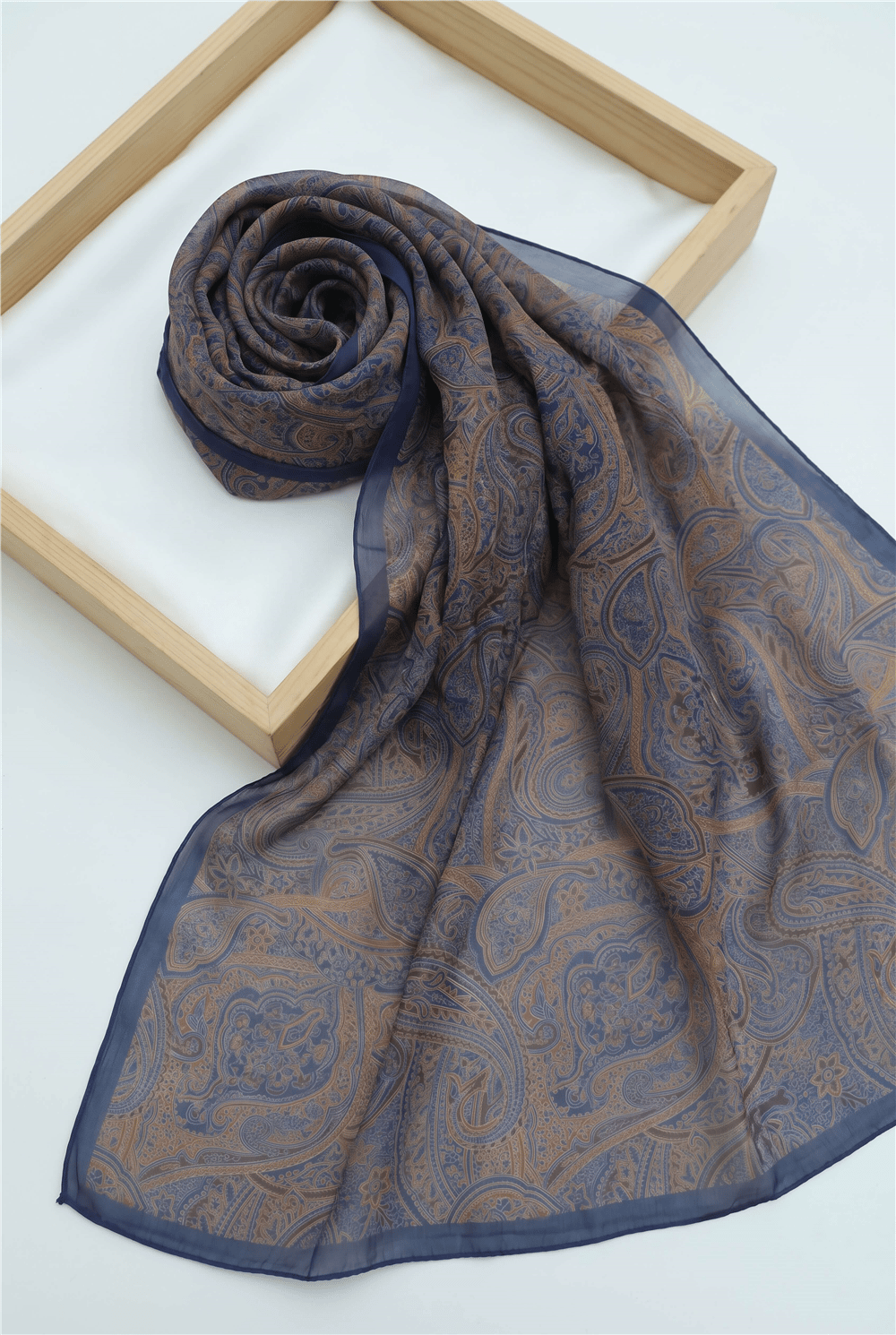 Geleneksel Floral Desenli Coton Şal -İndigo-Şal-201-10123-R21