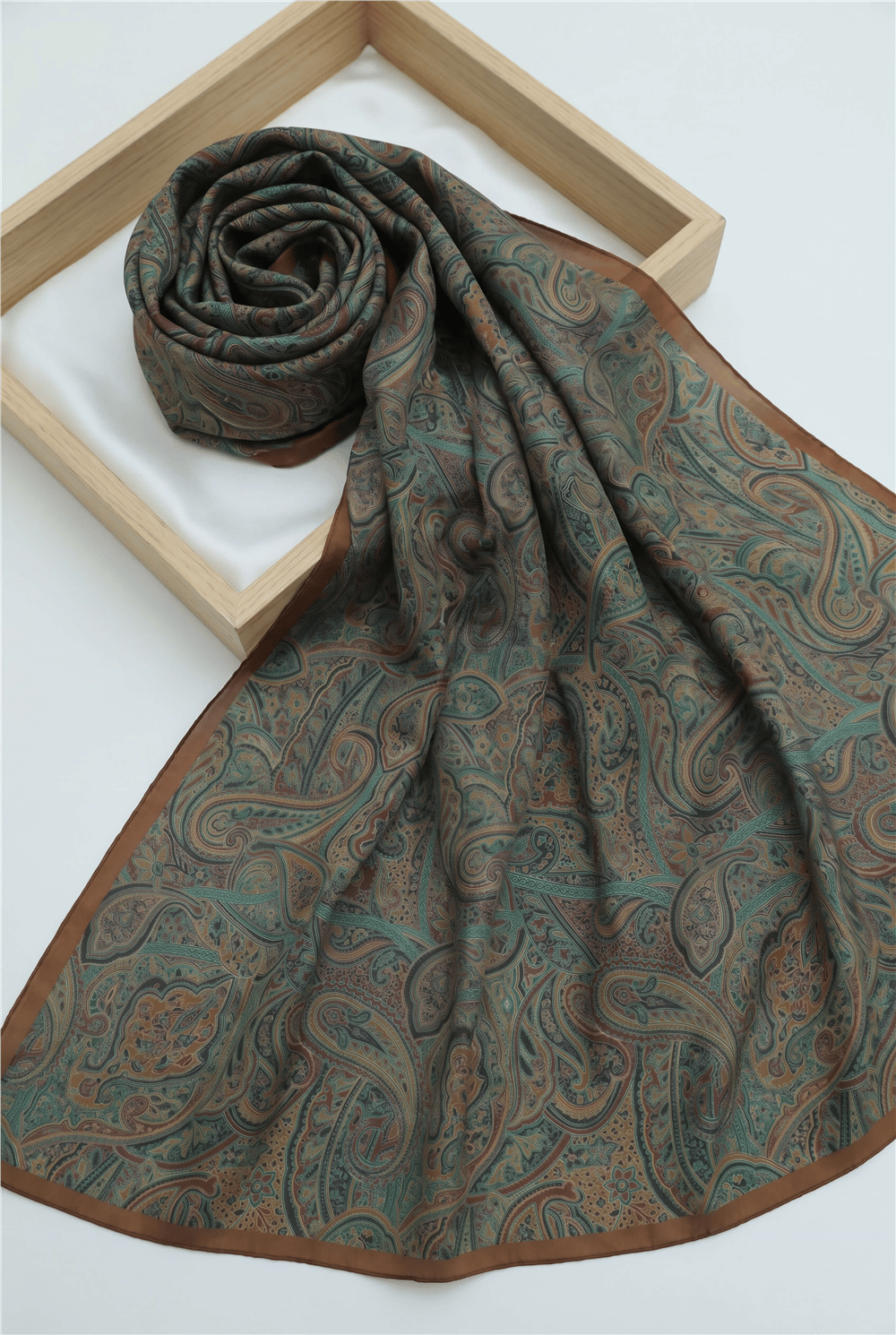 Geleneksel Floral Desenli Coton Şal -Taba-Şal-201-10123-R12