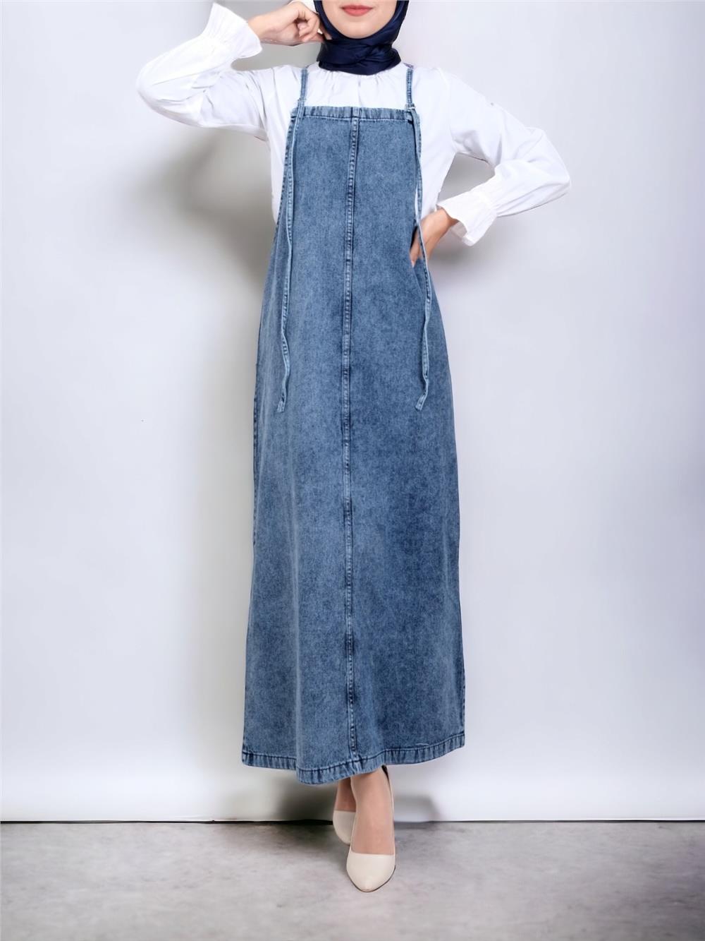 İnce Askılı Kot Jile -Koyu Mavi-111-61439-R26