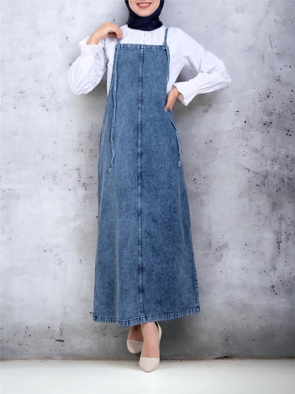 İnce Askılı Kot Jile -Koyu Mavi-111-61439-R26