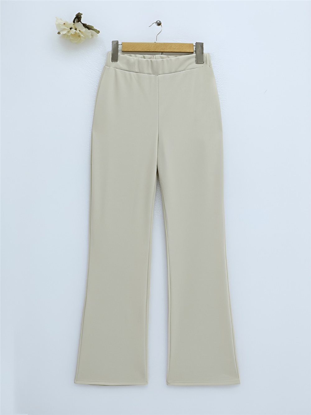İspanyol Paça Pantolonlar-İthal Kumaş İspanyol Paça Pantolon -Bej-400-1154-R56