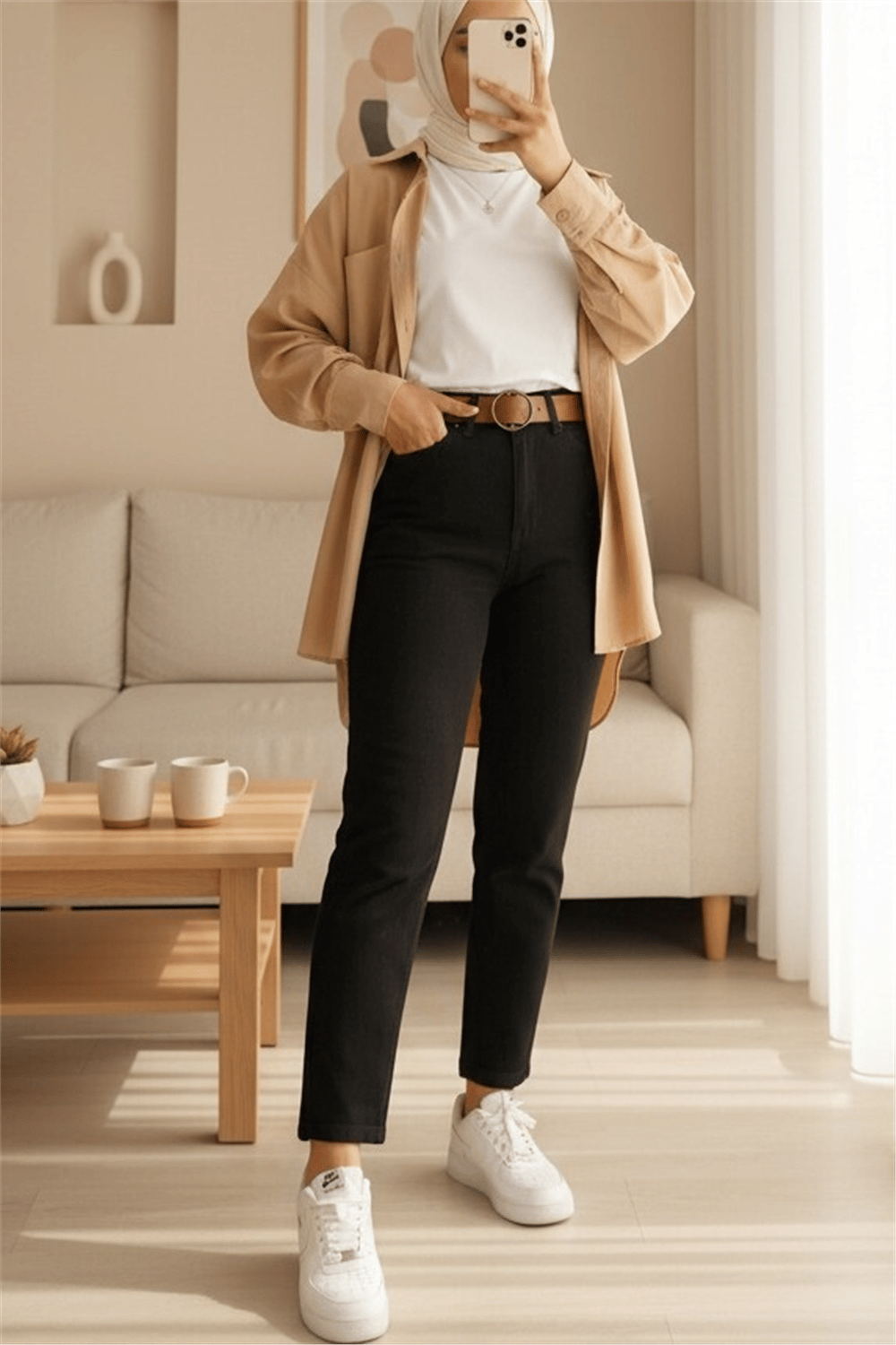 Kemerli Kot Pantolon -Siyah-Kot Pantolon-318-4801-R01