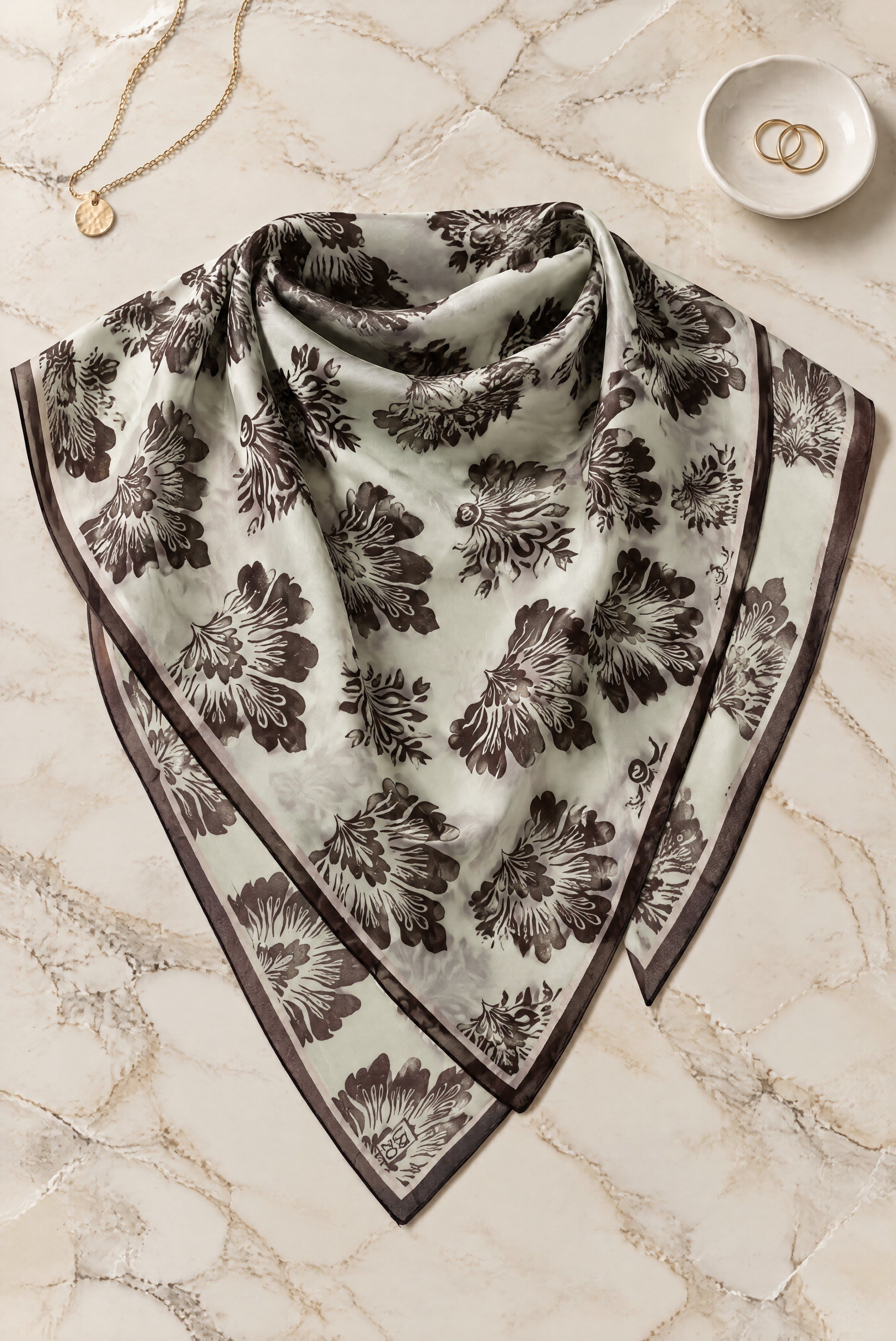 Klasik Damask Desenli Soft Eşarp -Mürdüm