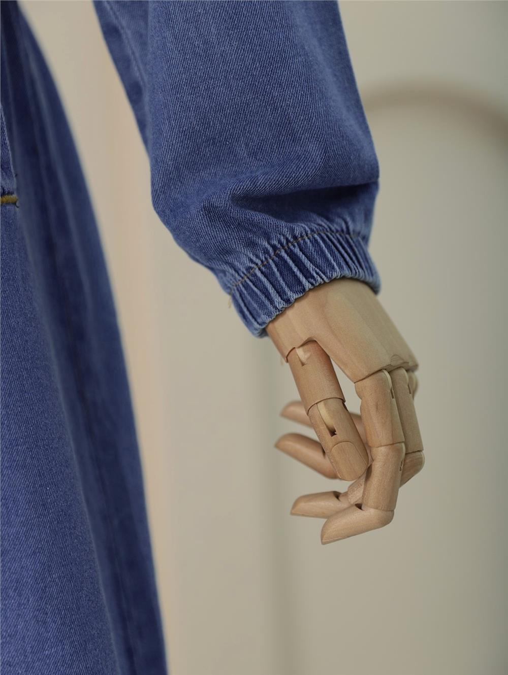 Kolu Lastikli Boydan Düğmeli Kot Kap    -Saks-197-7911-R10