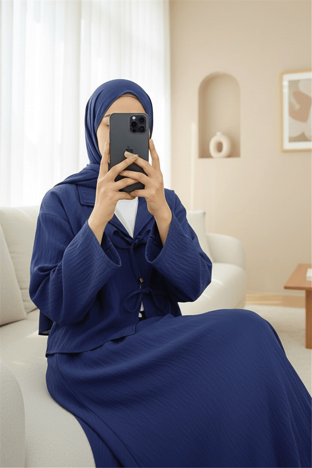 Kruvaze Yaka Çift Bağcıklı Etekli Takım -Laci-Takım-398-4019-R03