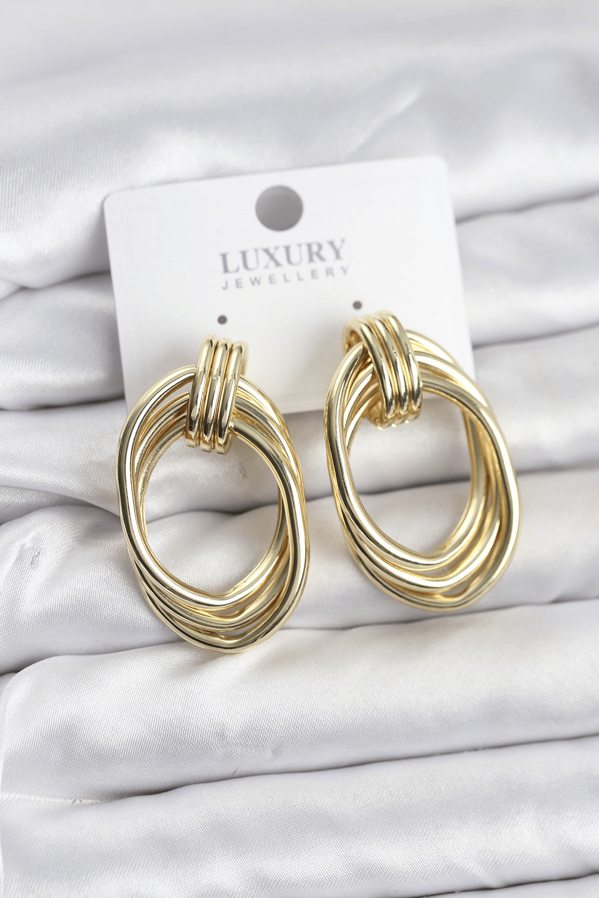 Pirinç Gold Renk Damla Model Vintage Kadın Küpe