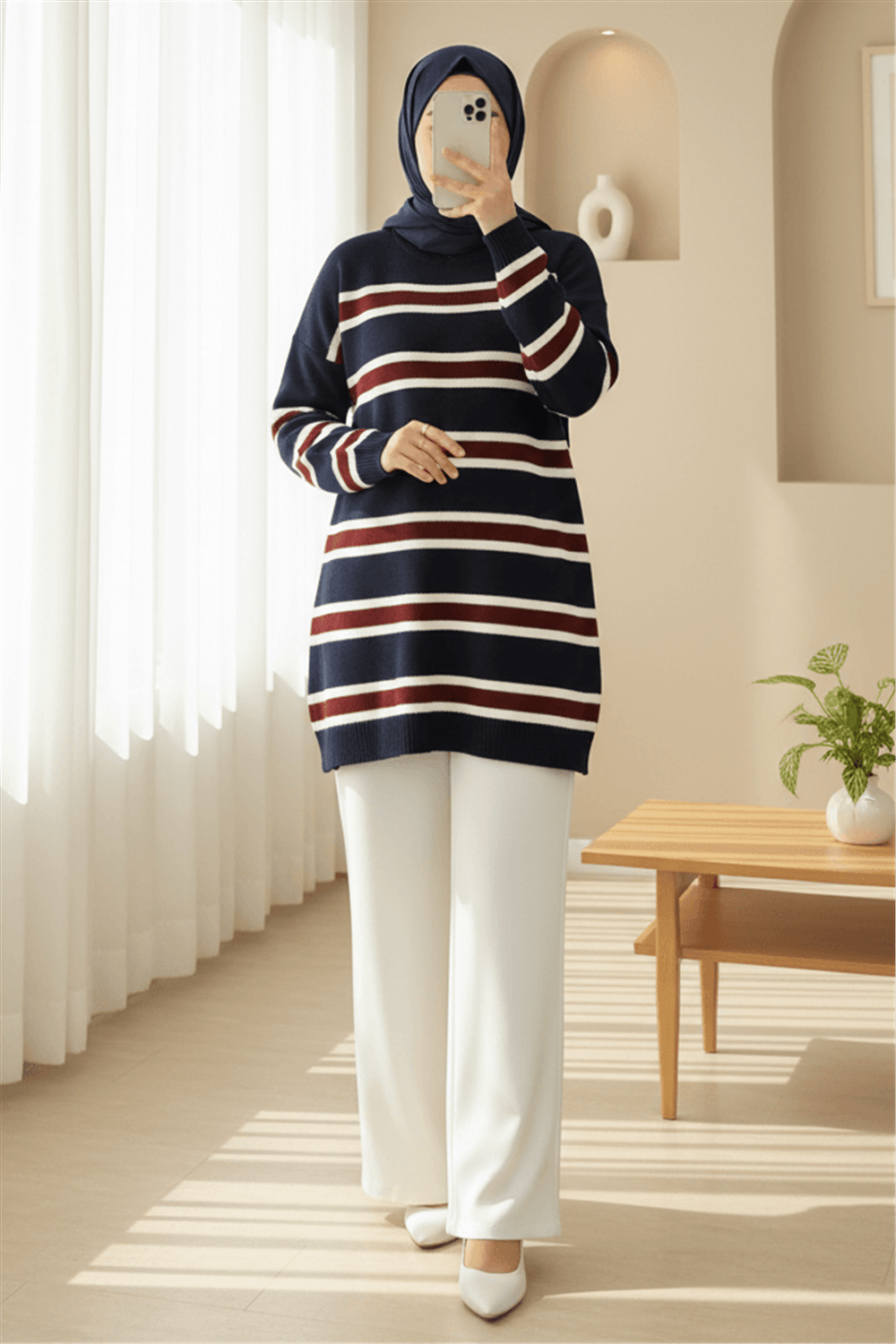 Renkli Çizgili Salaş Triko Tunik -Laci-Tunik-109-0939-R03