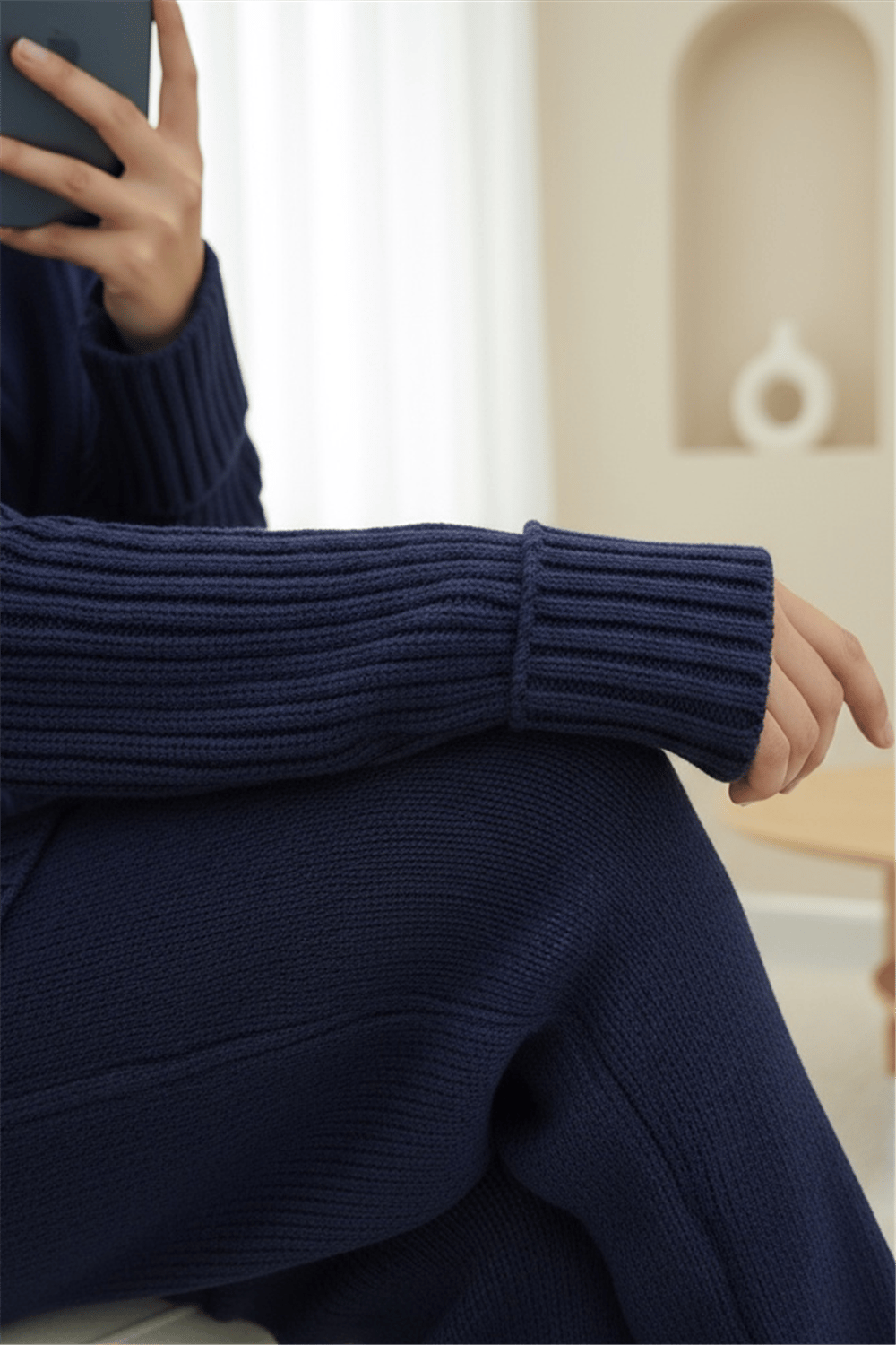 Saç Örgü Desen Kolu Düğme Detaylı Triko Takım -Laci-Takım-295-4520-R03