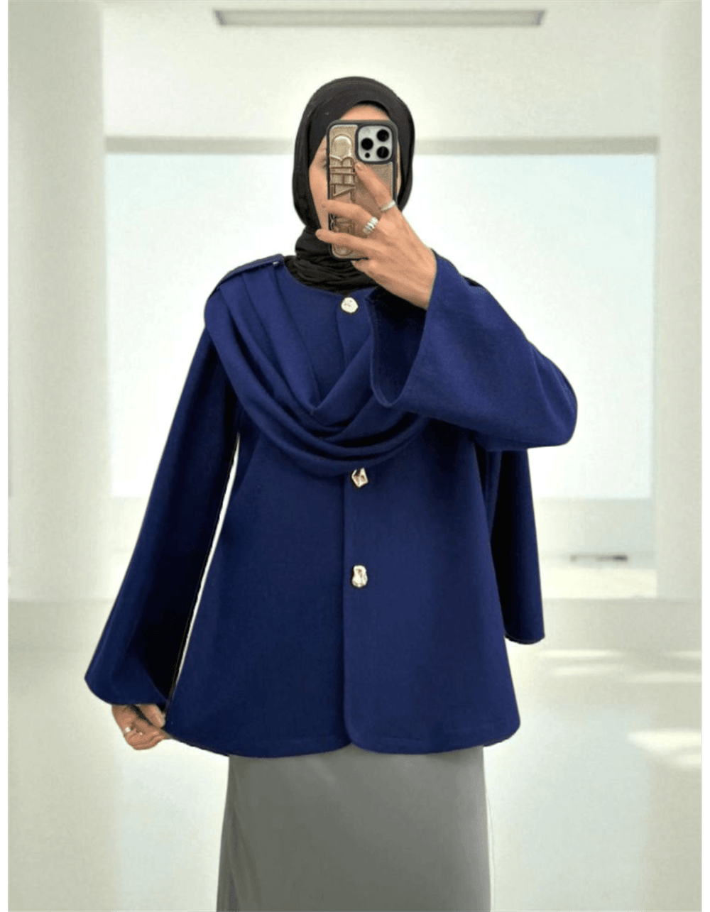 Şal Detaylı Kışlık Keçe Ceket -Laci-Ceket-307-0025-R03