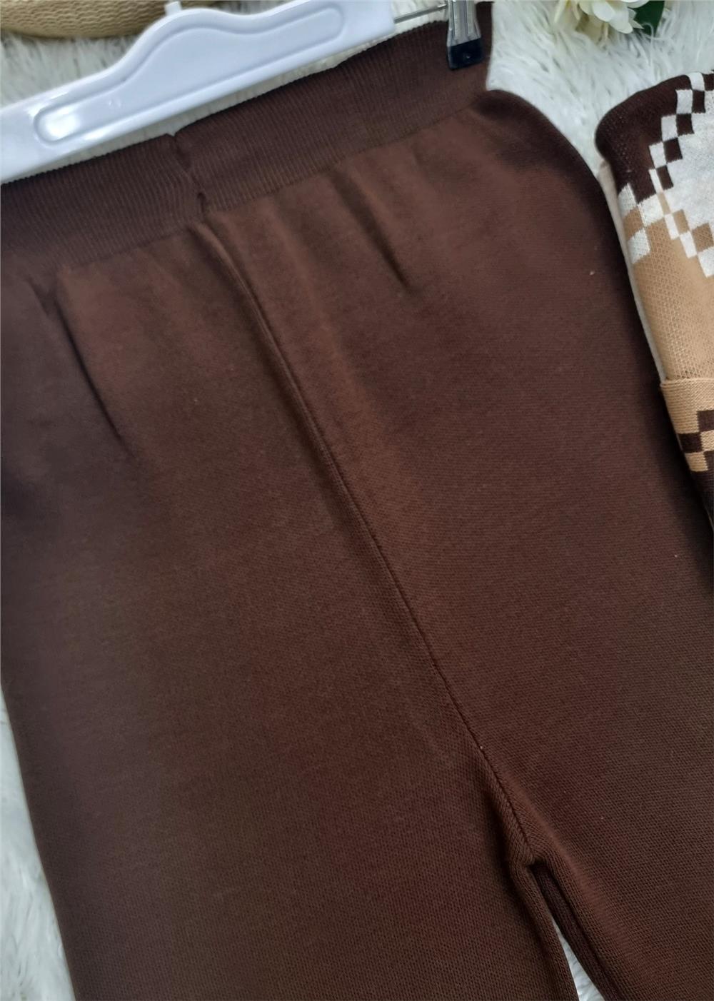 Salaş Triko Pantolon  -Kahve-295-2126-R15