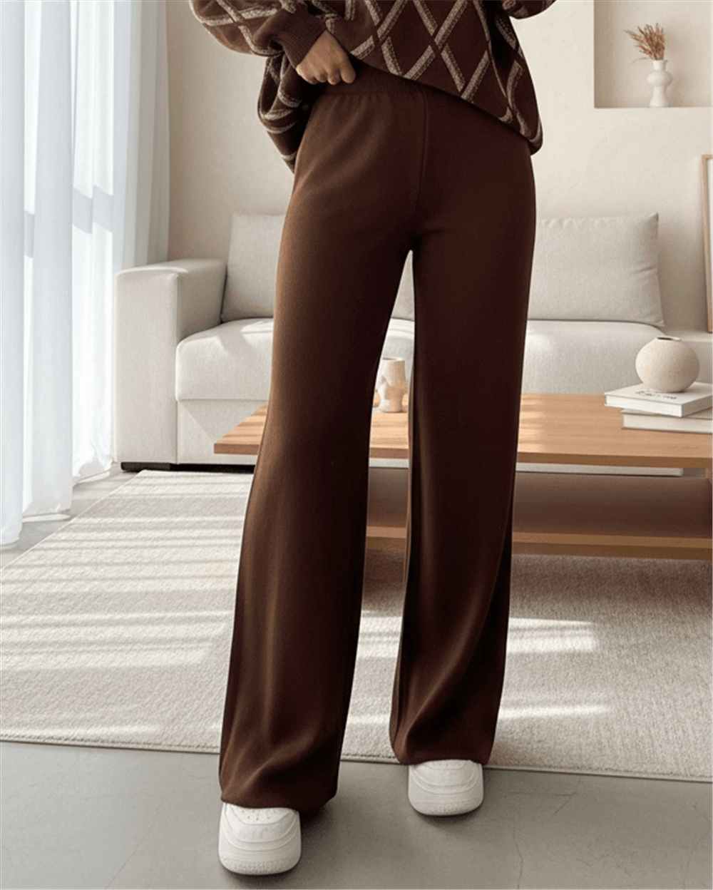 Salaş Triko Pantolon  -Kahve-Salaş Pantolon-295-2126-R15