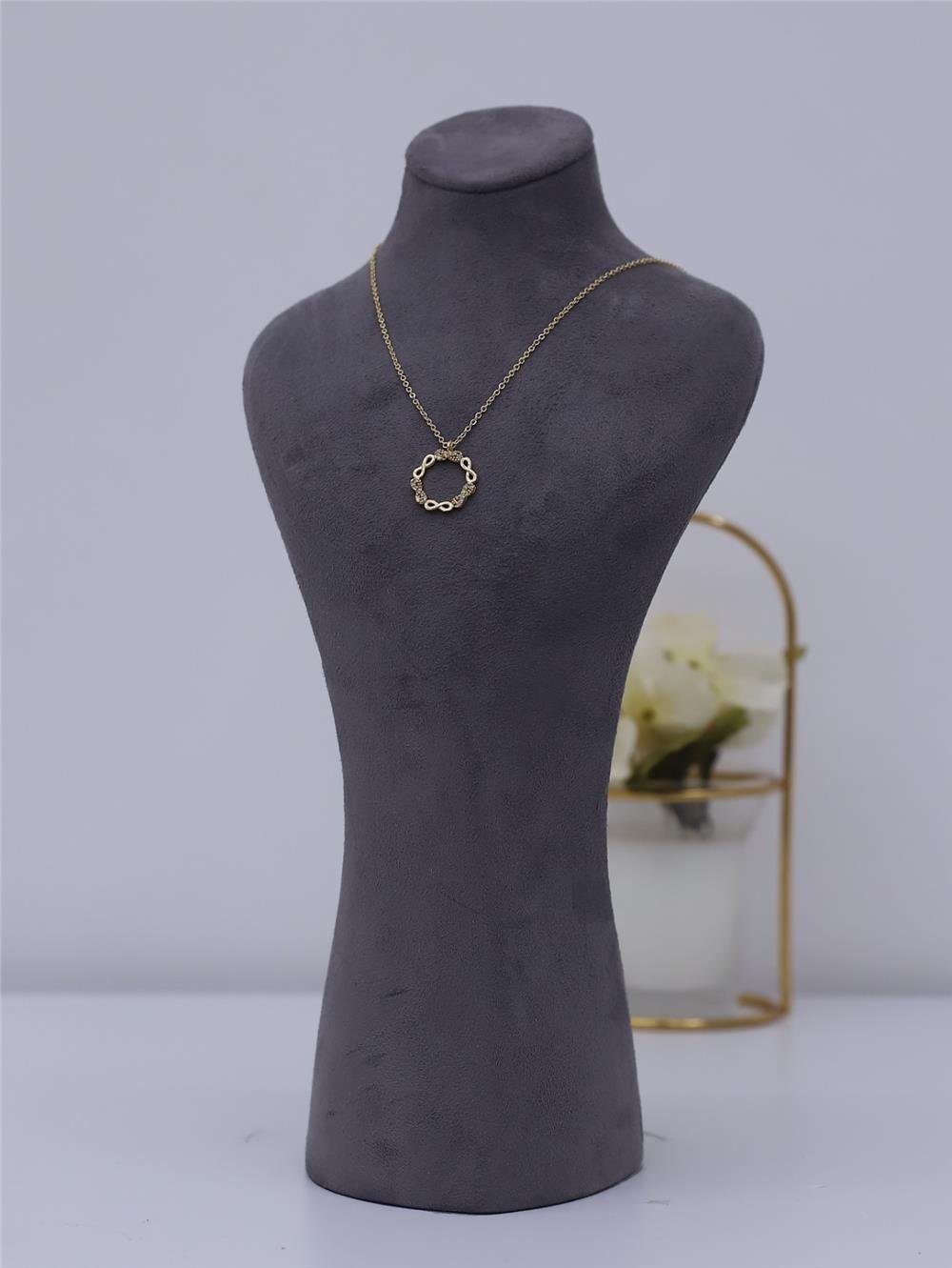 Sonsuzluk Halka Motifli Solmayan Zirkon Kolye -Altın-360-125-R46