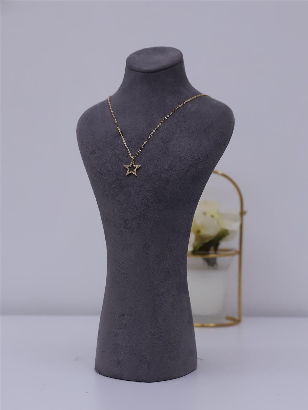 Taşlı Yıldız Solmayan Zirkon Kolye -Altın-360-1425-R46