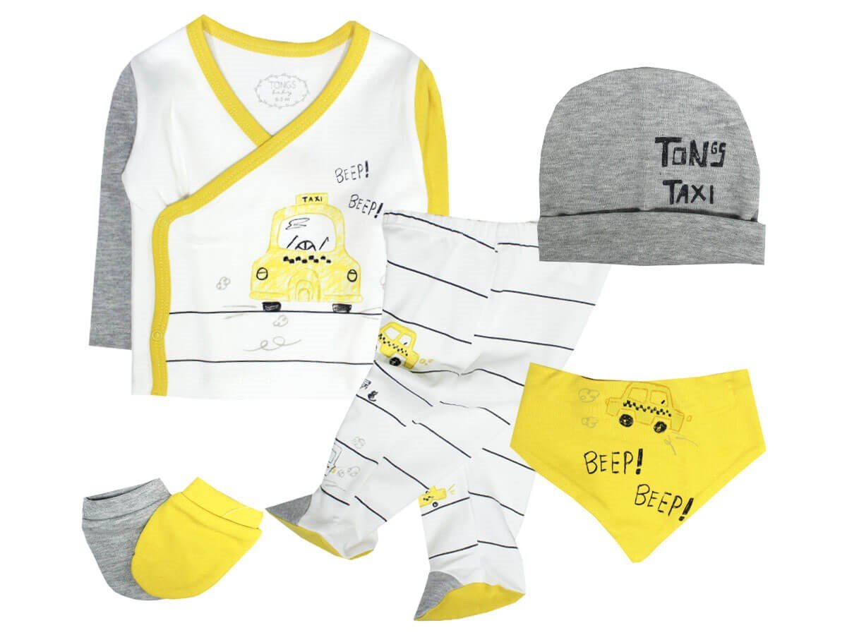 Tongs Baby TAXI 5'li Zıbın Takım 0-3 Ay Hastane Çıkışı -Sarı