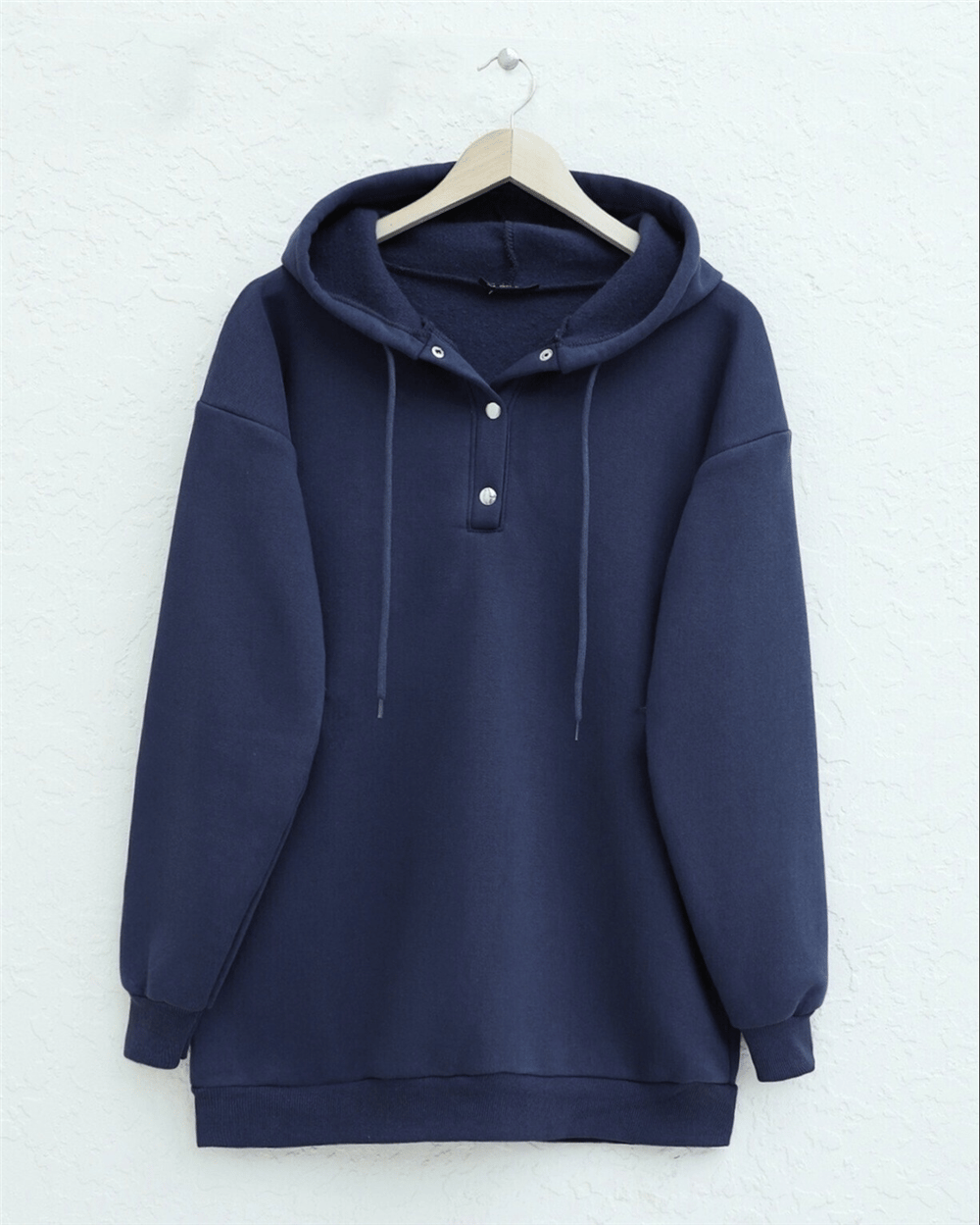 Yakası Çıtçıtlı Kapşonlu Şardonlu Üç İplik Sweat -Laci-Sweatshirt-349-5162-R03