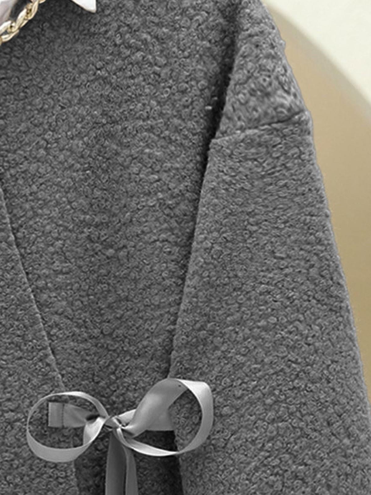 Yandan Bağlamalı Buklet Kimono  -Füme