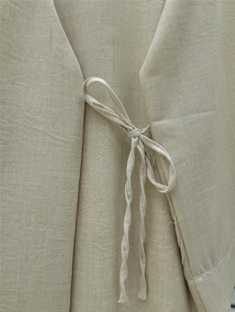 Yandan Bağlamalı Keten Kimono -Bej-349-6017-R56