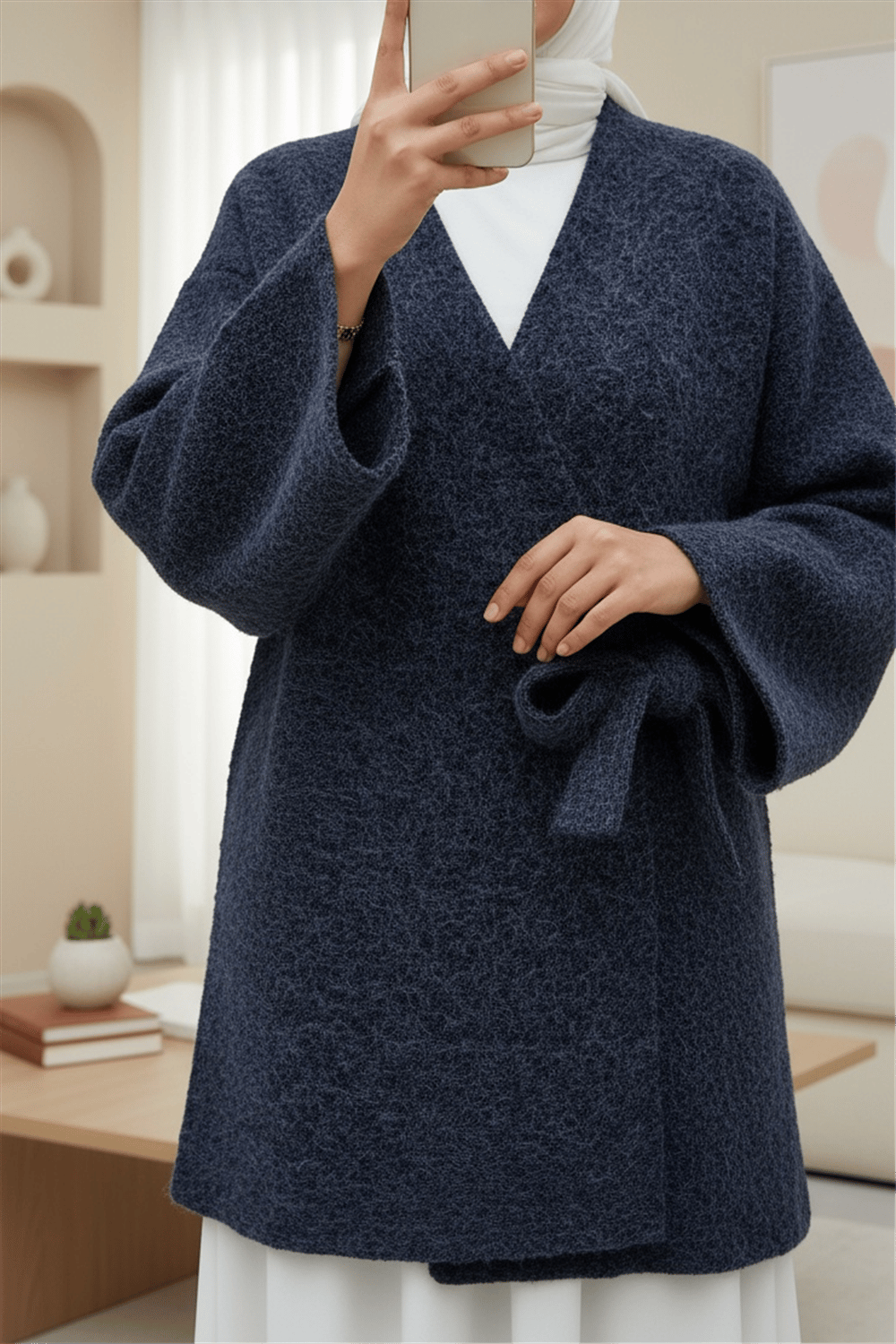 Yandan Bağlamalı Sakallı Kimono   -Laci-Kimono & Kaftan-398-66000-R03