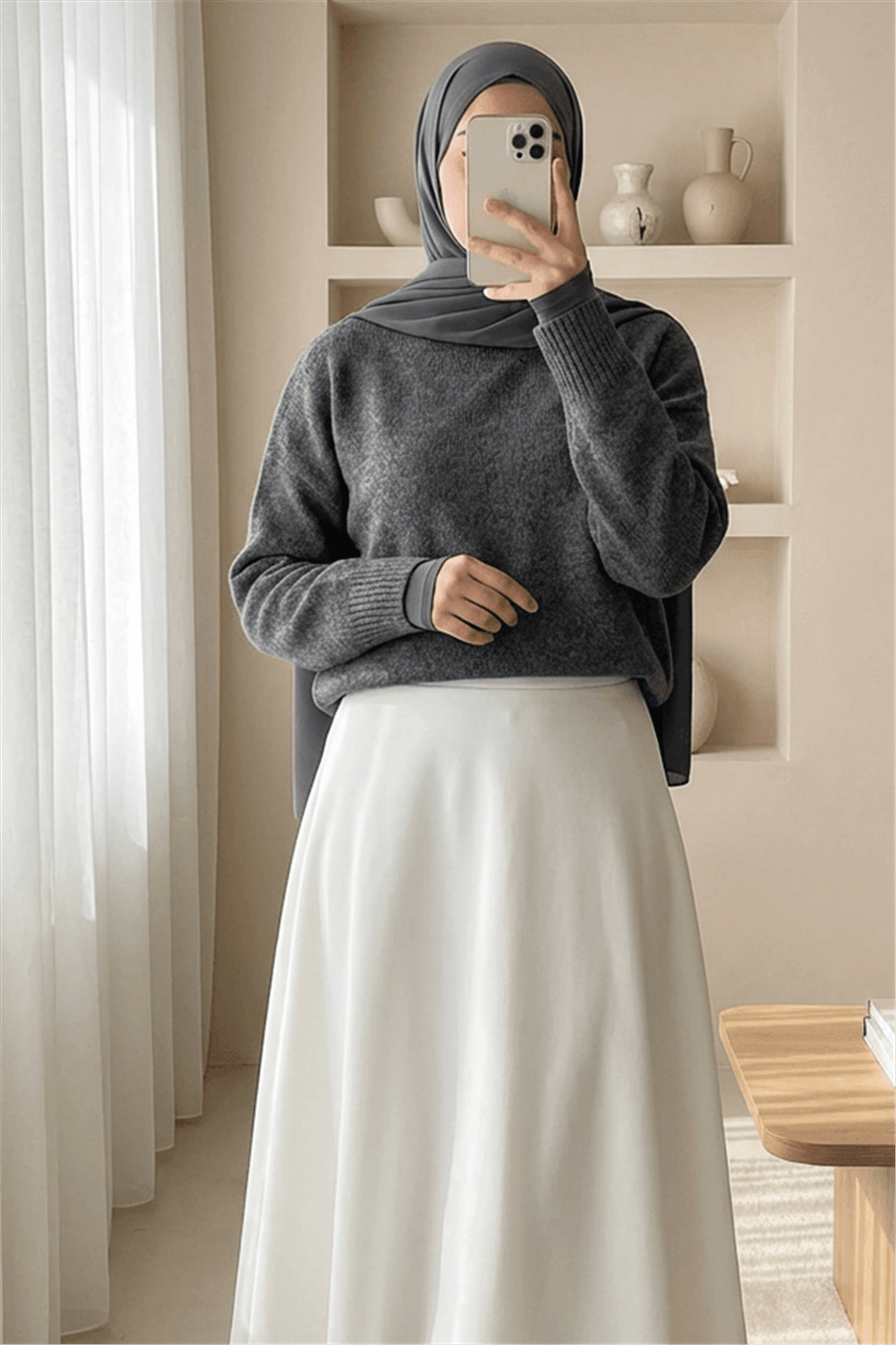 Yarım Boğazlı Salaş Triko Kazak -Füme-Kazak-109-0823-R18