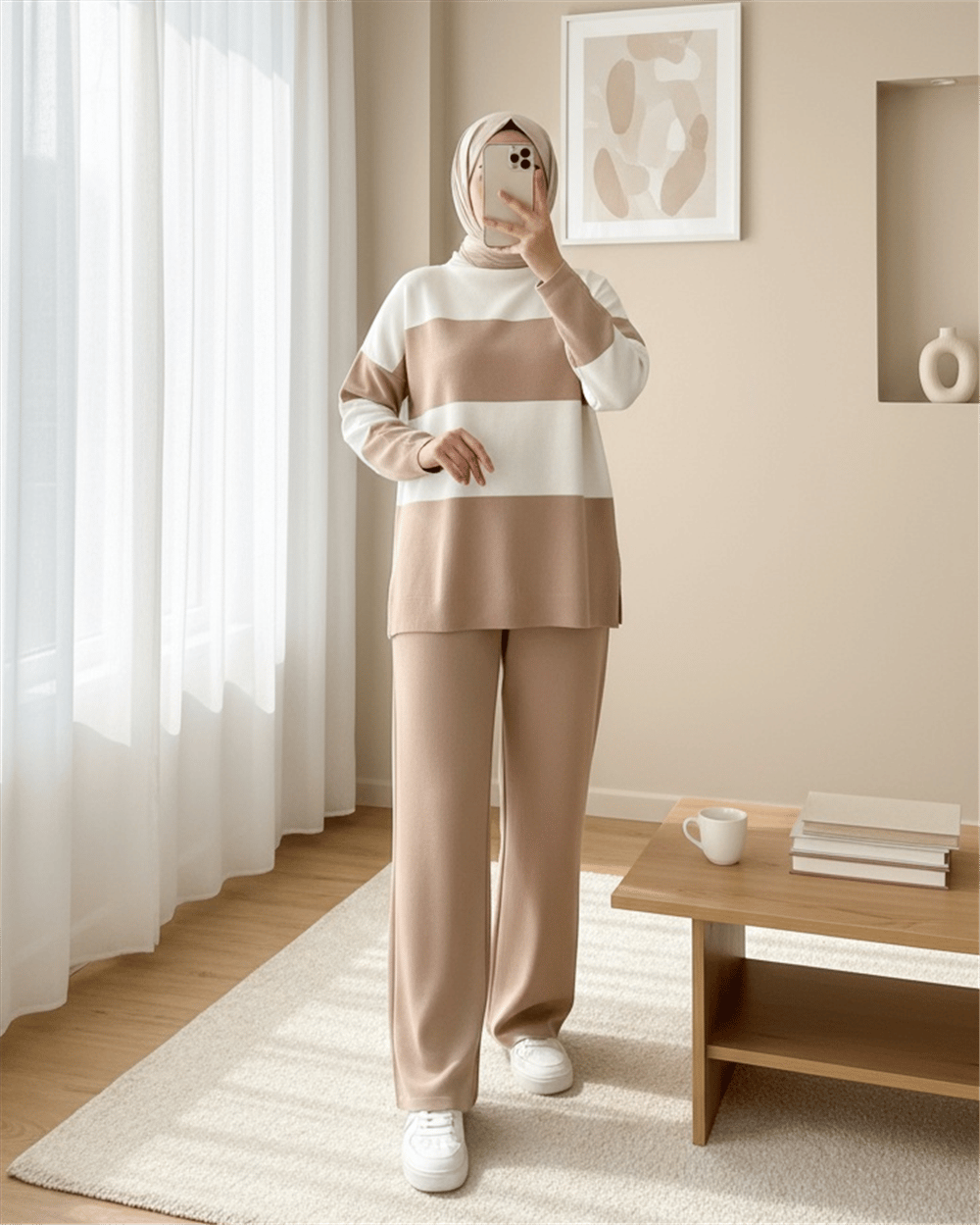 Yarım Boğazlı Triko Takım -Vizon-Triko Takım-384-190-R23