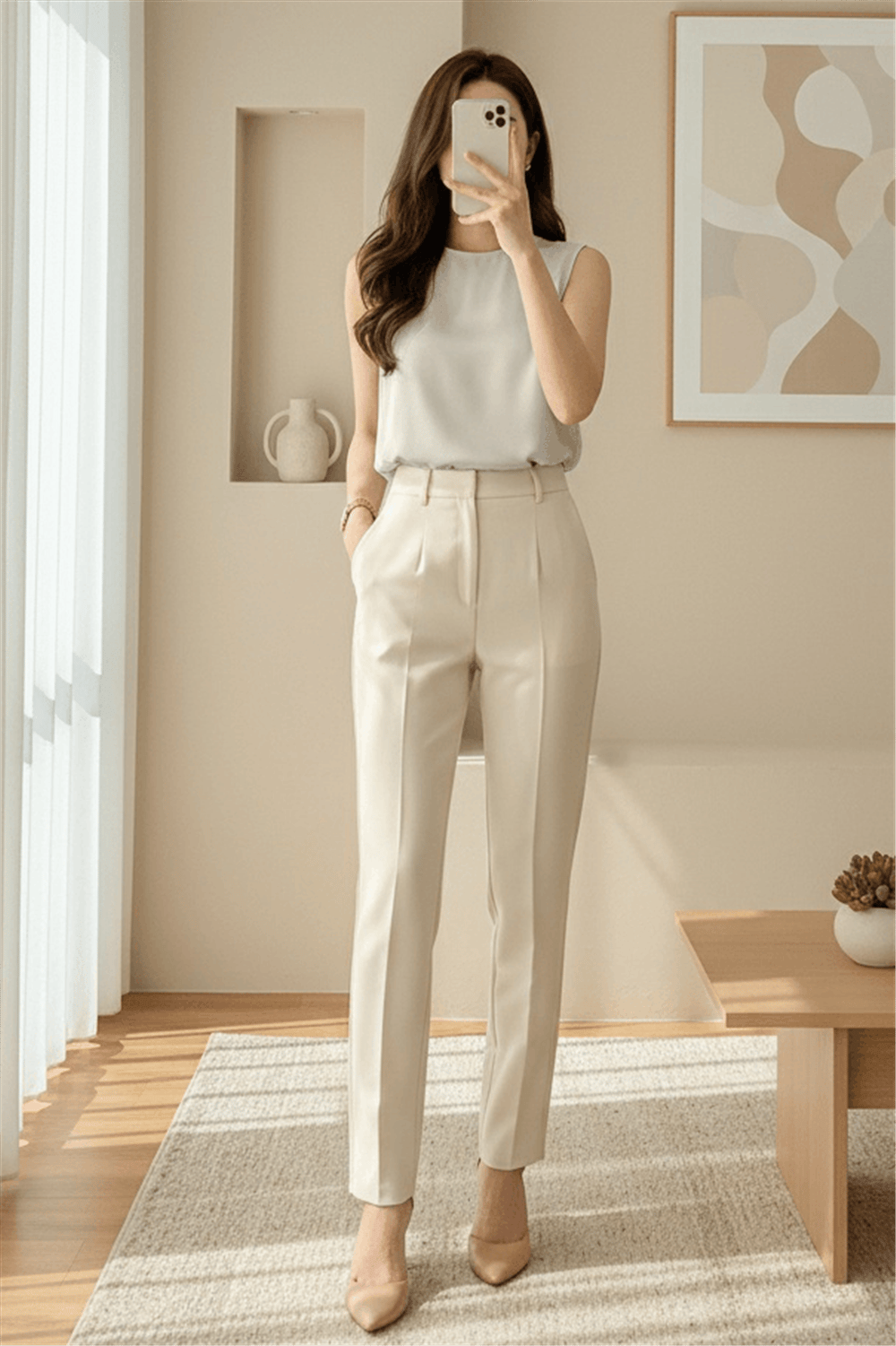 Yuvarlak Yaka Sıfır Kol Modal İçlik  -Bej-Bluz-338-40010-R56
