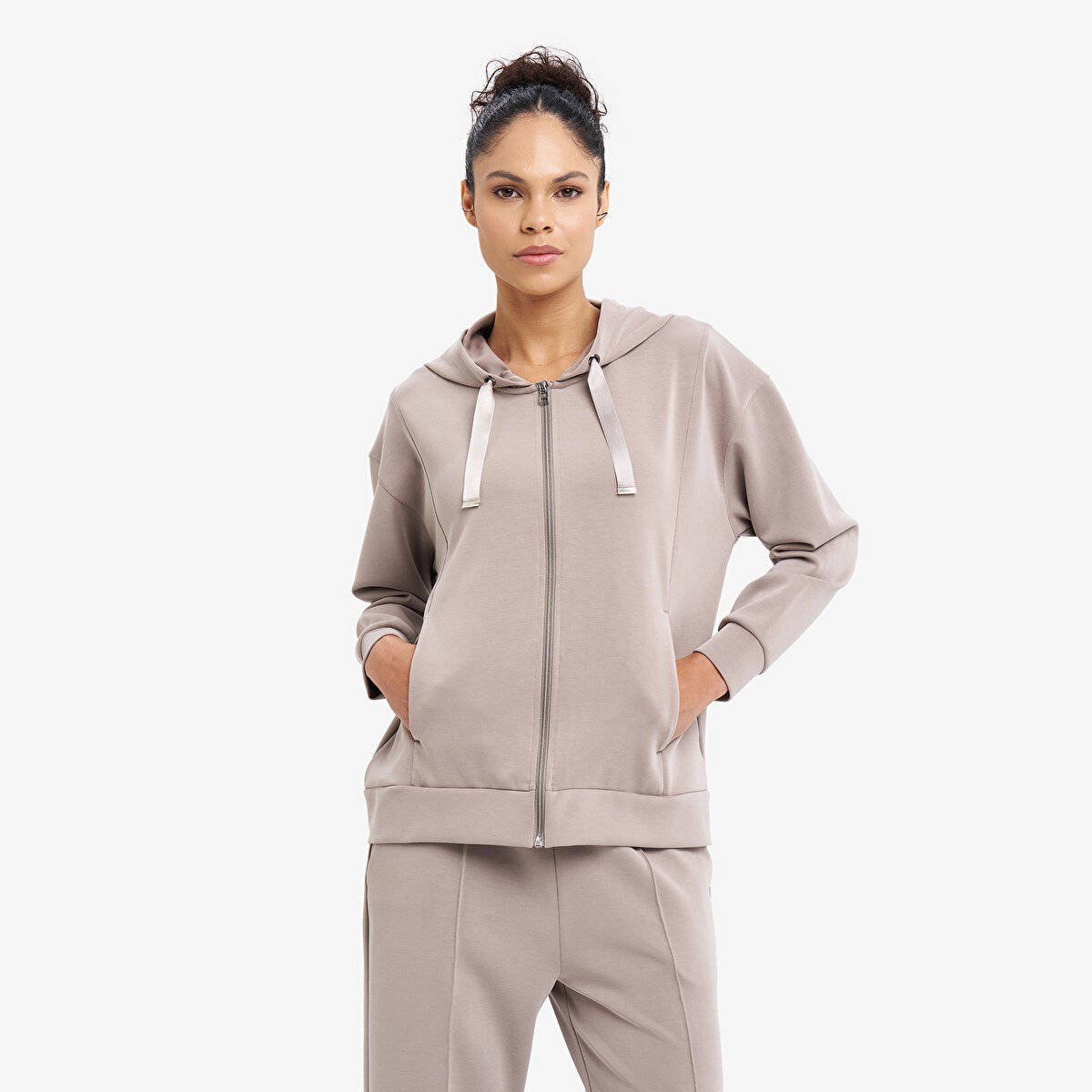 Lescon Kadın Fermuarlı Kapüşonlu Sweatshirt 26N-2103