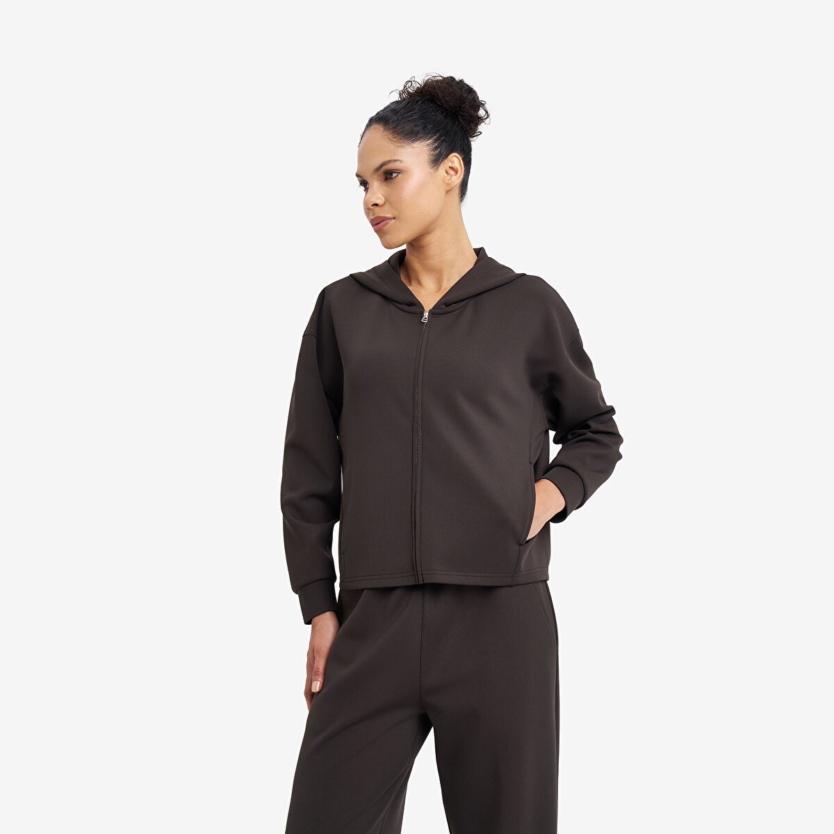 Lescon Kadın Fermuarlı Kapüşonlu Sweatshirt 26N-2105