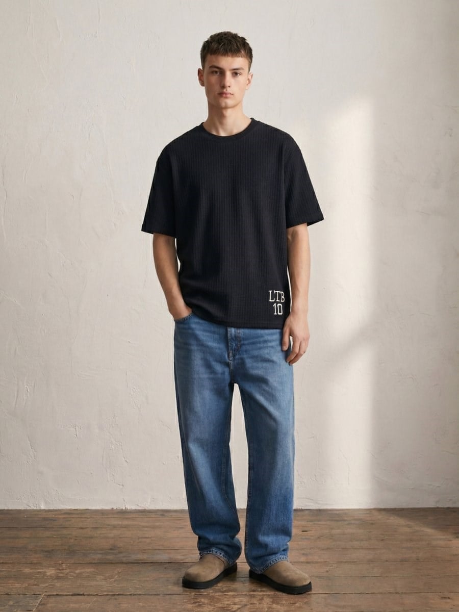 Ltb YOZORA Etek Ucu Nakış Sloganlı Relaxed Erkek T-shırt