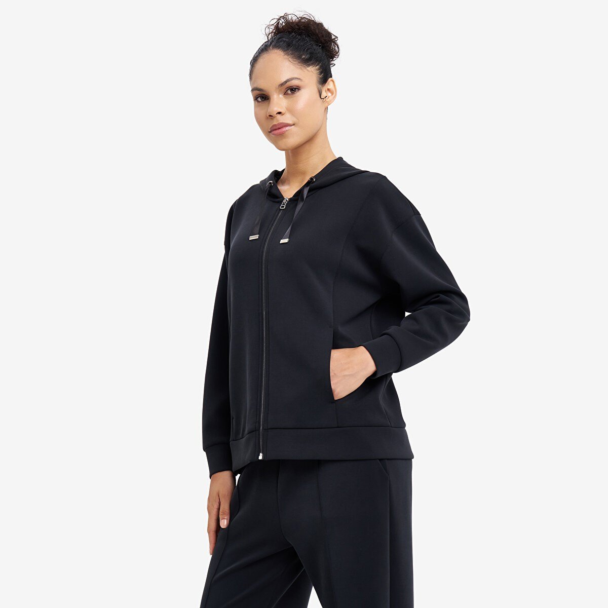 Lescon Kadın Fermuarlı Kapüşonlu Sweatshirt 26N-2103