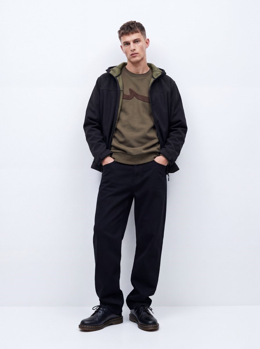 Ltb HOMECE Regular Fit Sign Baskılı Bisiklet Yaka Siyah Sweatshırt