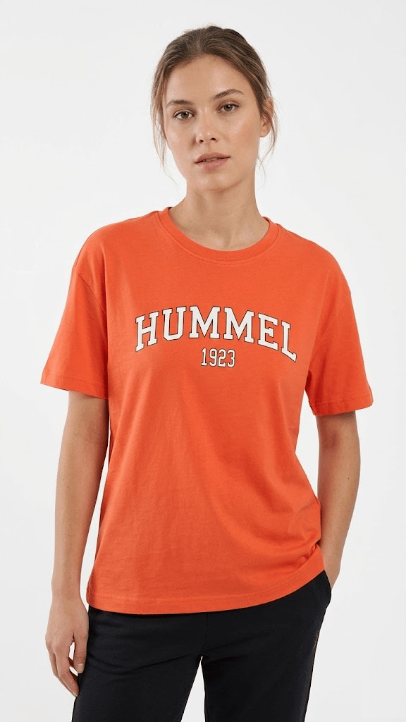 Hummel Sandalo Kadın Turuncu Yuvarlak Yaka T-shirt