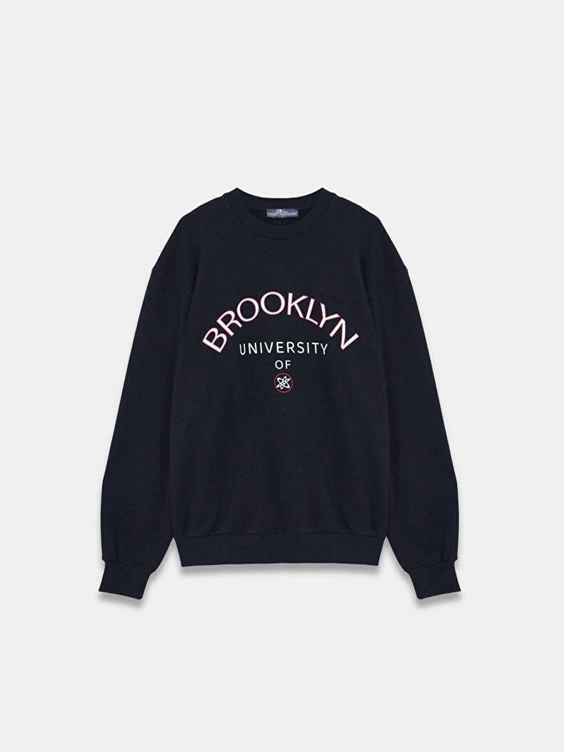 LTB LESAFA Baskılı Sıfır Yaka Uzun Kollu Relaxed Fit Siyah SweatshırtLittle Big11258608960069-3986